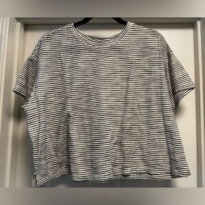 Old Navy Black and White Striped Crop T-Shirt